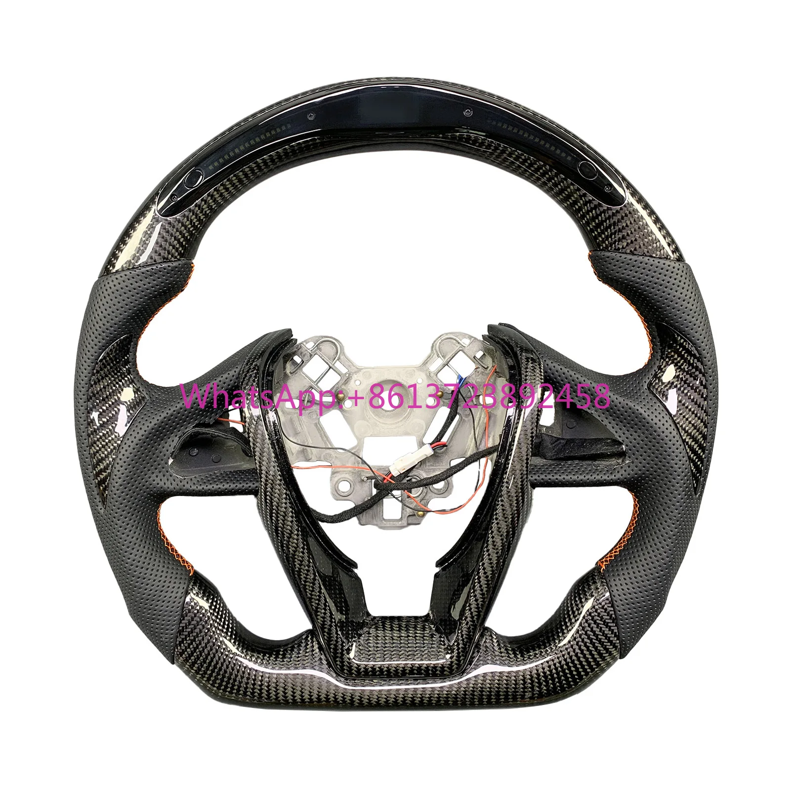 

For Nissan Lannia Maxima Car Accessories Customized Carbon Fiber Steering Wheel LED Rpm Display Perforated Leather