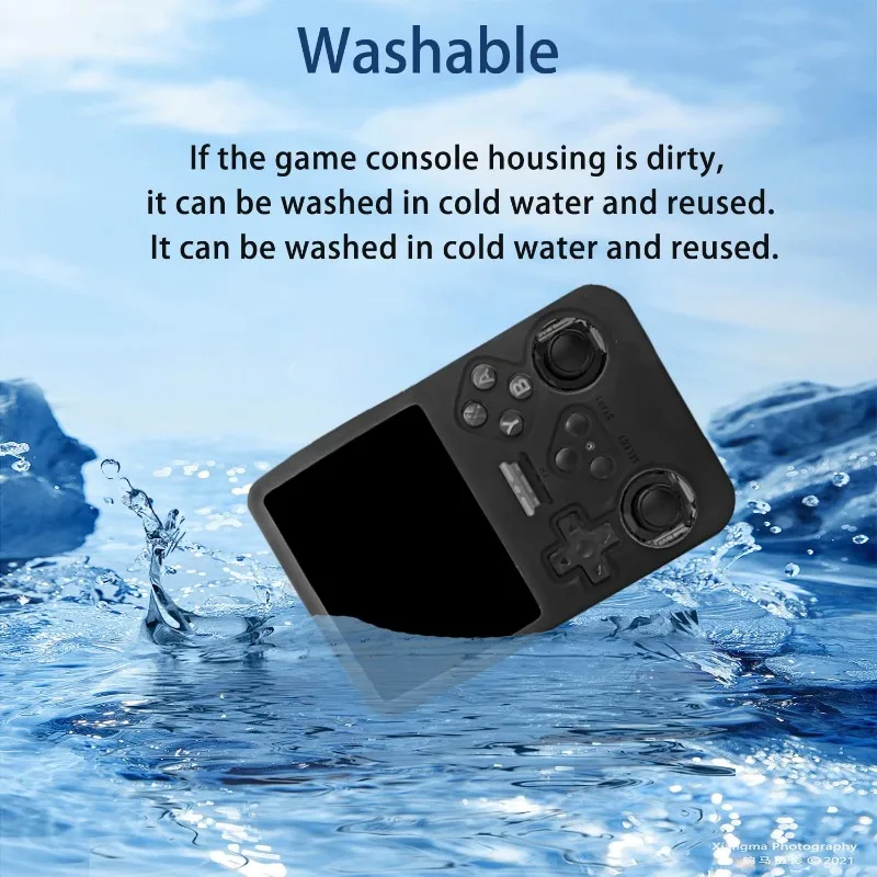 For R36S Silicone Protective Case with Lanyard & Tempered Glass Film for R36S Game Console Shockproof Cover & Screen Protector
