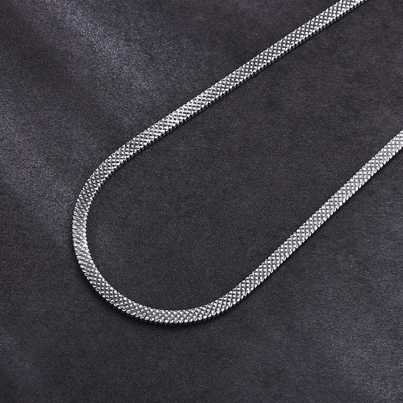 S925 sterling silver necklace stylish seiko blade chain flat snake bone necklace men and women trendystylish jewelry