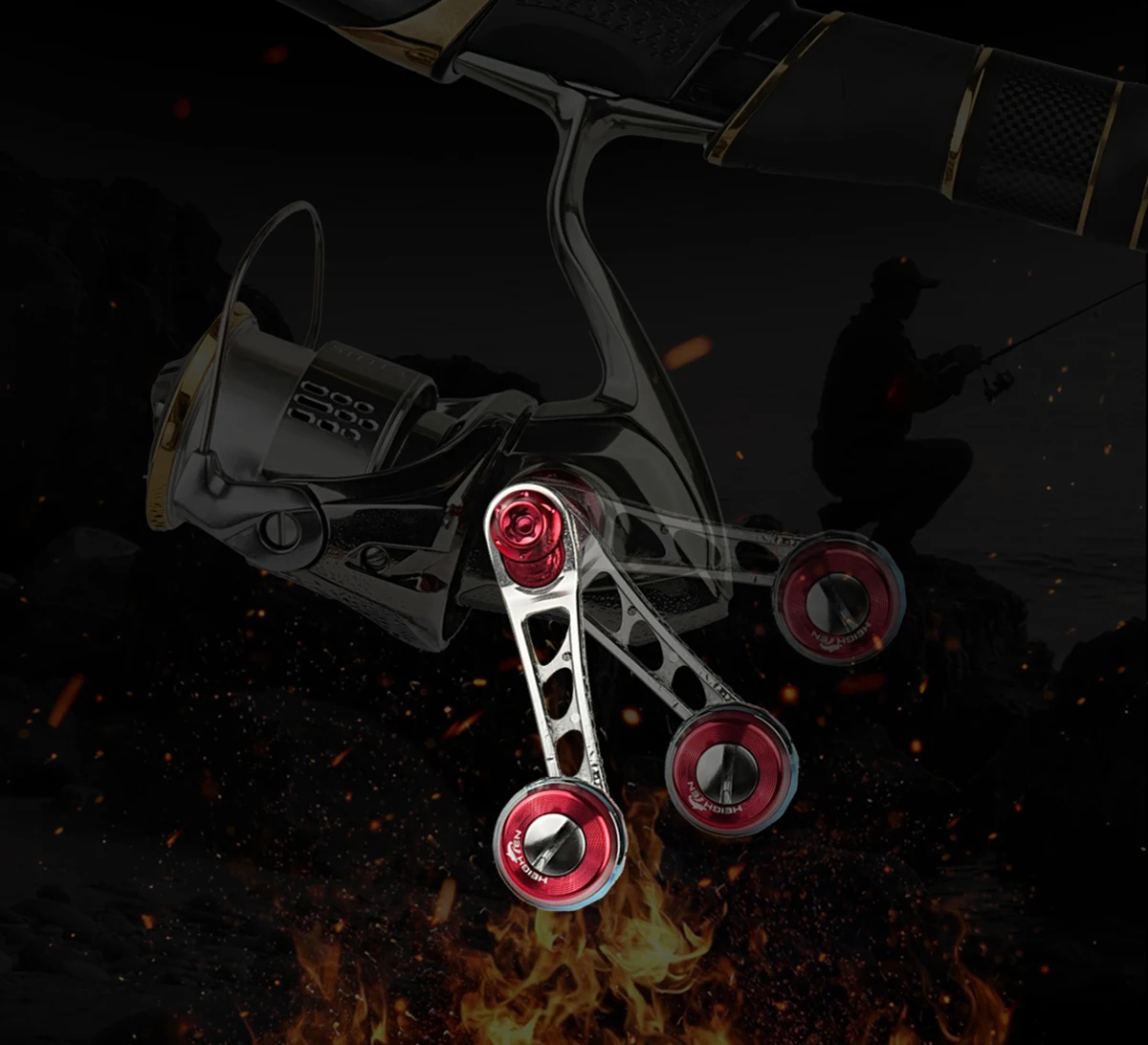 HEIGHTEN Spinnrolle mit Einzelgriff und Einstellbarem Spindelabstand von 40mm bis 50mm und 20mm Carbon-Knöpfen für Luya-Angeln – Detail 12
