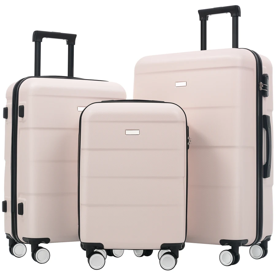 

Hardshell luggage sets for travel: polycarbonate, black, ultra-lightweight with double spinner wheels, TSA password lock, 20+24