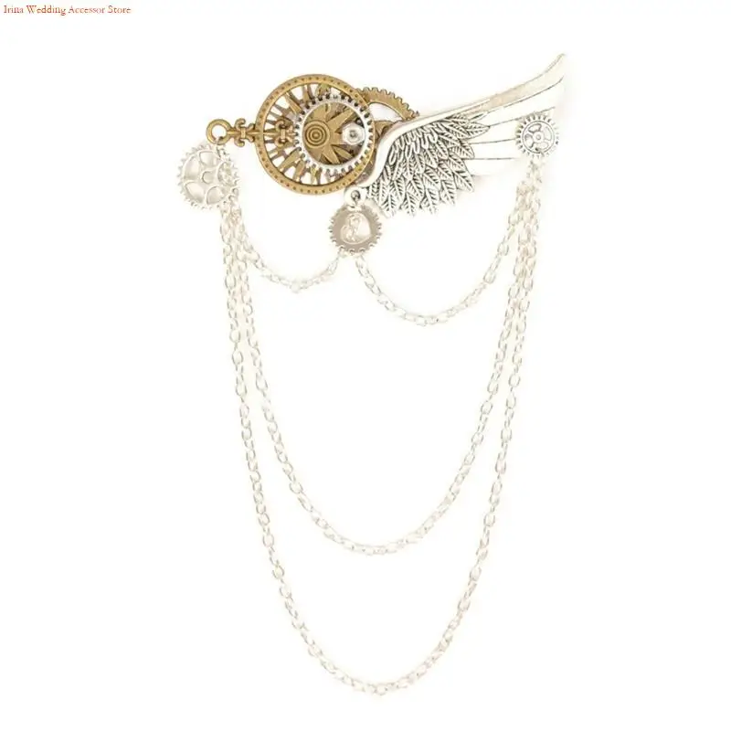 G92D Steampunk Brooches for Roleplay Party Women Antique Gear Brooch Pin Halloween Steampunk Costume Accessories Corsage Pin