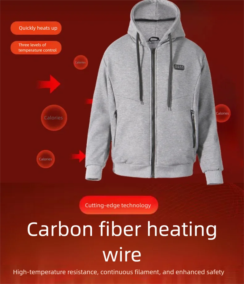 23-Zahlen-intelligenter USB-Heiz-Hoodie für Männer und Frauen, elektrisch, intelligente Heizung, Fleece-Liner, beheiztes Sweatshirt, Outdoor-Sportbekleidung – Detail 6