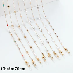 XQFATE New Pearl Daisy Glasses Chain Lanyard for Women Outdoor Sunglasses Chain Color Diamond Geometric Mask Holder Neck Strap
