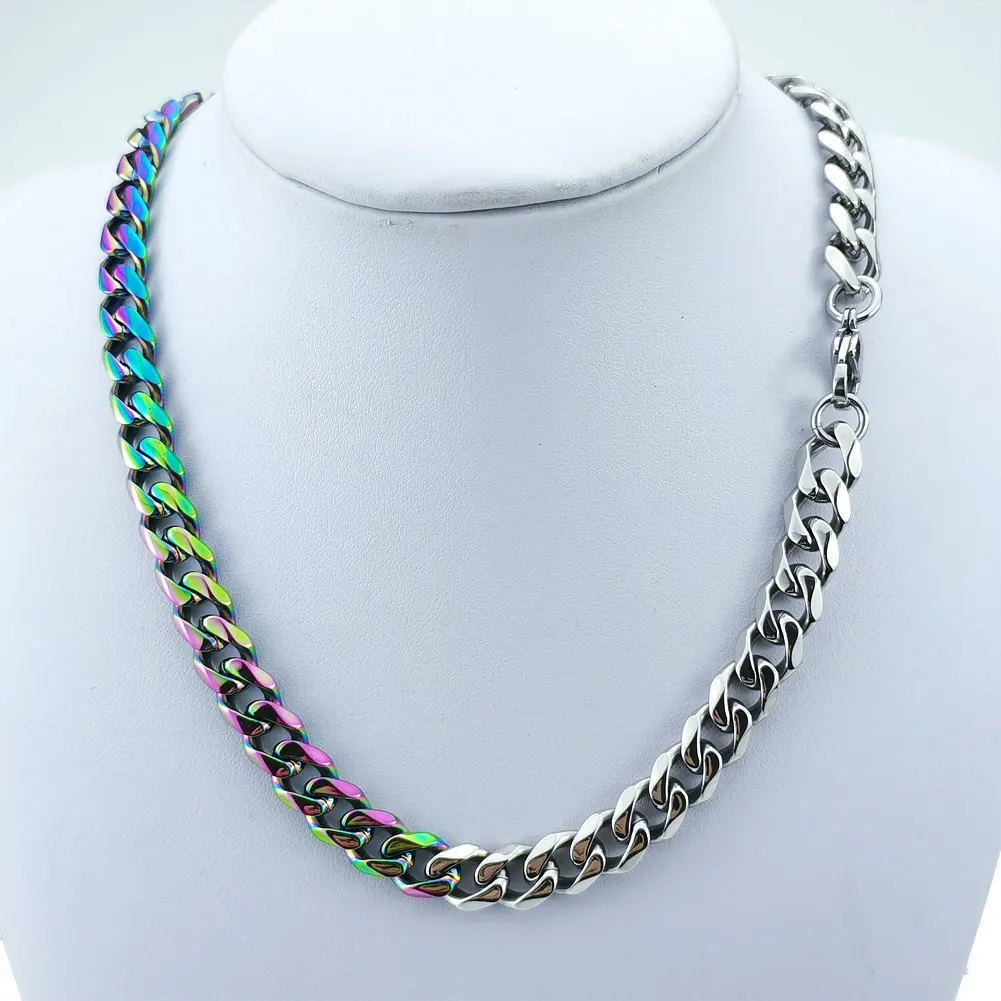 

New 316L stainless steel primary colors and iridescence two-colors Hip hop necklace Jewelry