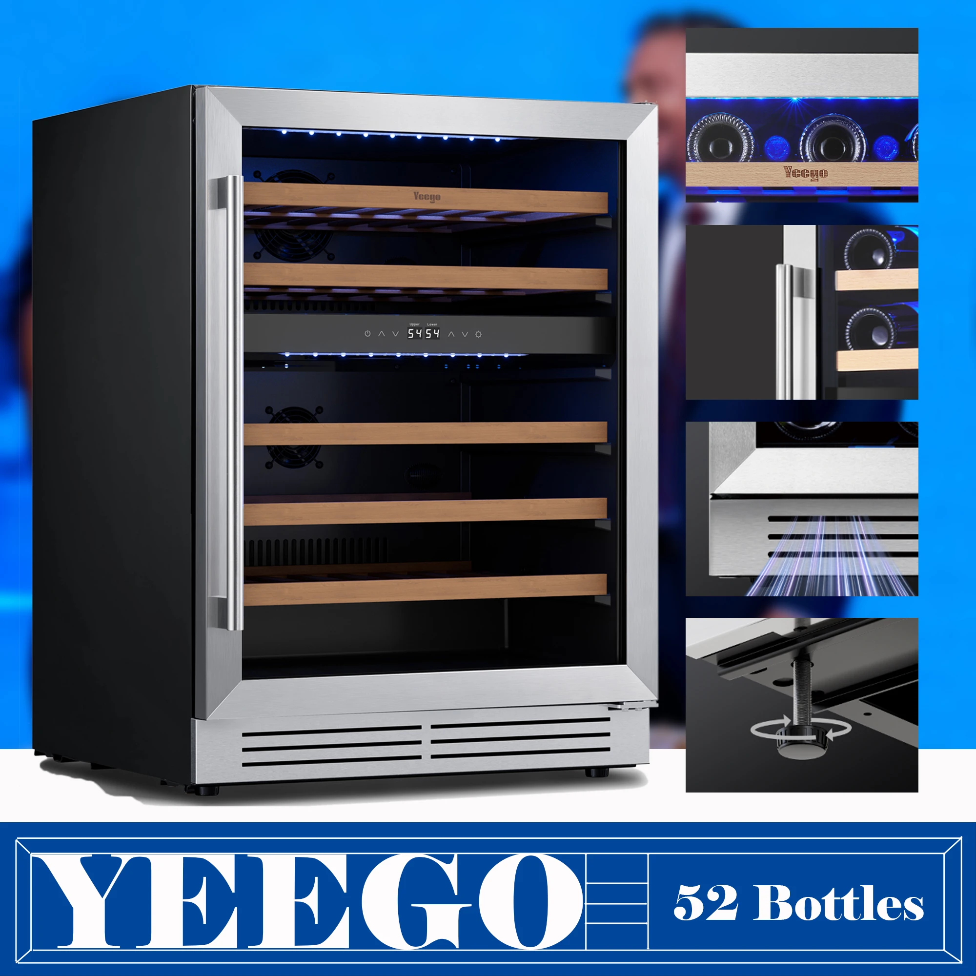 17/28/33/47 زجاجات مبرد ثلاجة النبيذ - ثلاجة النبيذ مع التحكم الرقمي في درجة الحرارة، 40-65 ° F خزائن النبيذ لشريط المنزل