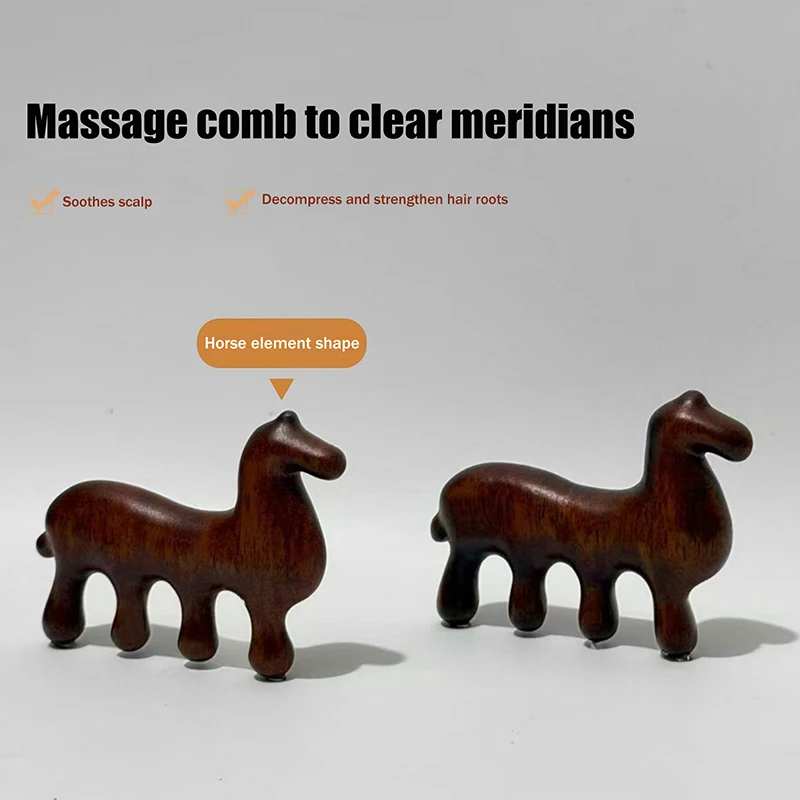 

1 шт., массажная расческа с меридианом из сандалового дерева, дизайн зодиака, лошадь, терапевтическая массажная расческа с грубыми зубами, массажная щетка для точки кожи головы