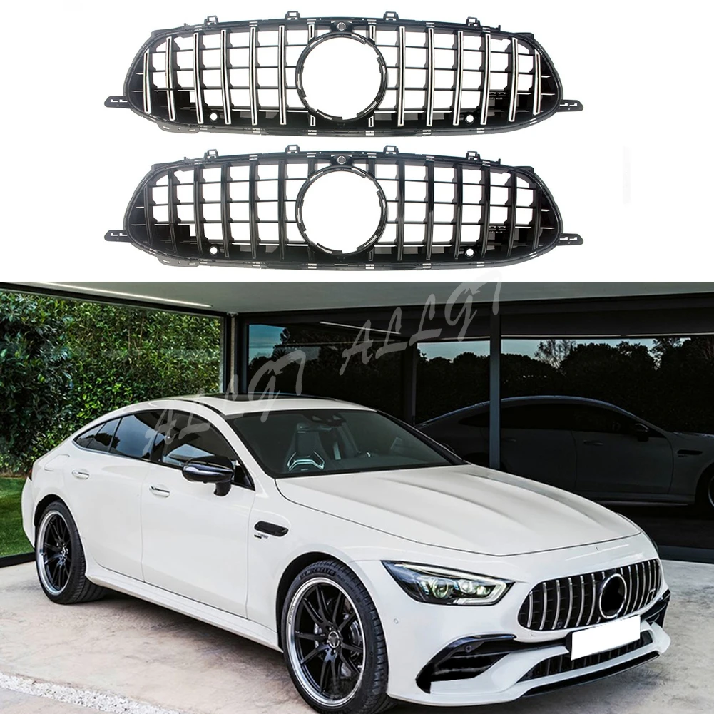 Front Racing Facelift Grill Upper Bumper Grilles For Mercedes-Benz X290 C290 AMG GT 43 GT53 GT63 2018 2019 2020 Four Doors