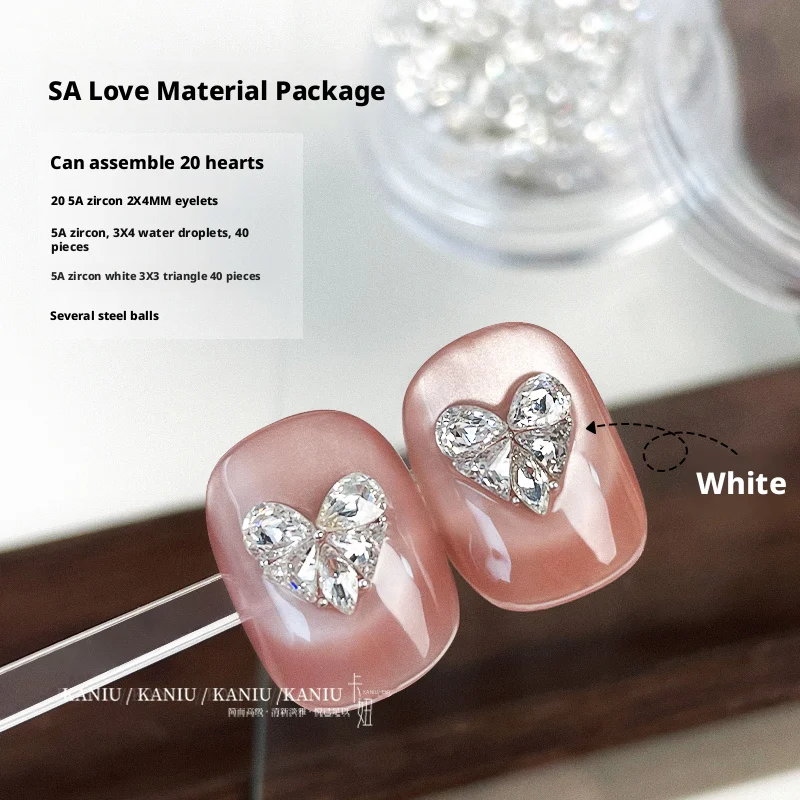 Kaniu 10/20 Pz Ciondoli Per Unghie Scintillanti Farfalla Cuore Zircone Diamante Unghie artistiche 3D Impiombato Strass Per Decorazione Manicure FAI DA TE