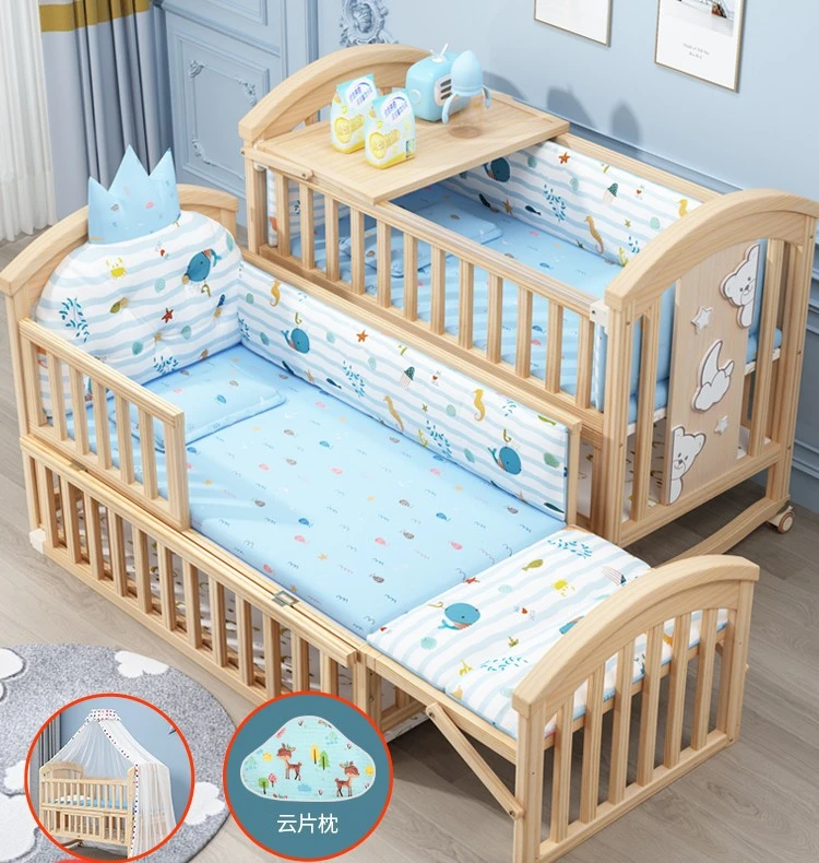 Crib no paint multifunctional baby bed bb bassinet newborn movable child splicing bed