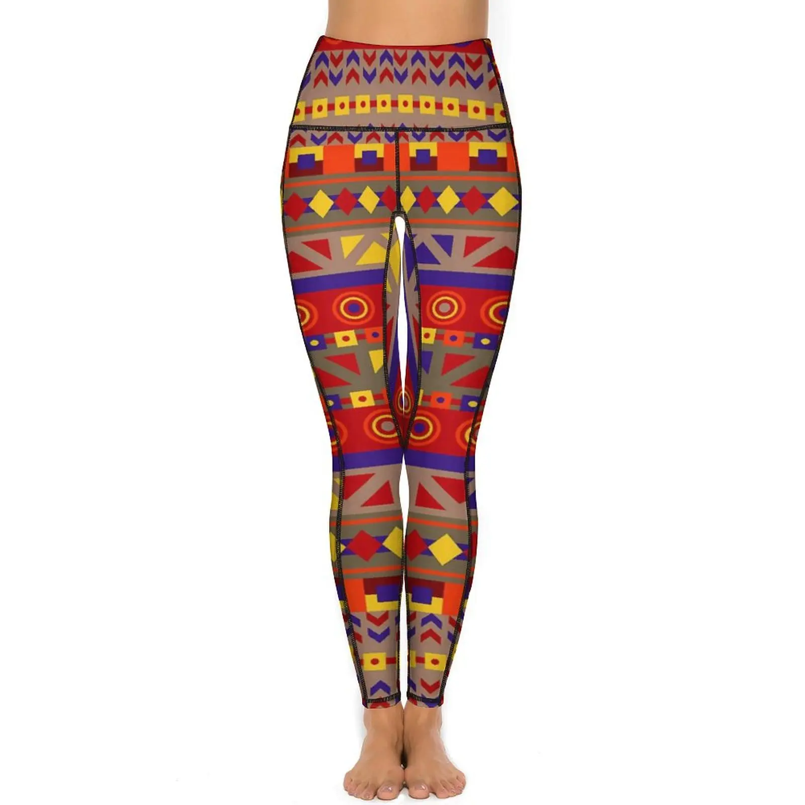 Color Vintage Ethnic Yoga Pants Sexy Retro Print Custom Leggings High Waist Workout Leggins Lady Cute Elastic Sports Tights