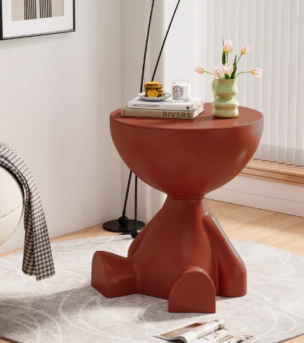 &c Modern Style Plastic Side Table with Unique Shape Corner Storage Coffee Table Space-Saving for Home Living Room Furniture