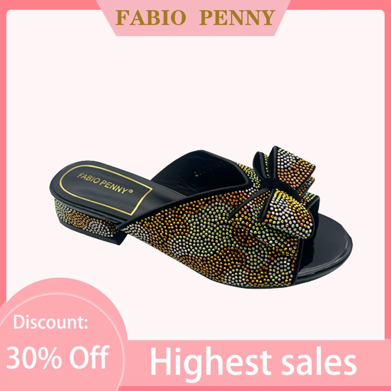 FabioPenny Europe, America and Africa mother women's shoes popular multi-color rhinodiamond-fish mouth bright diamond upper summ