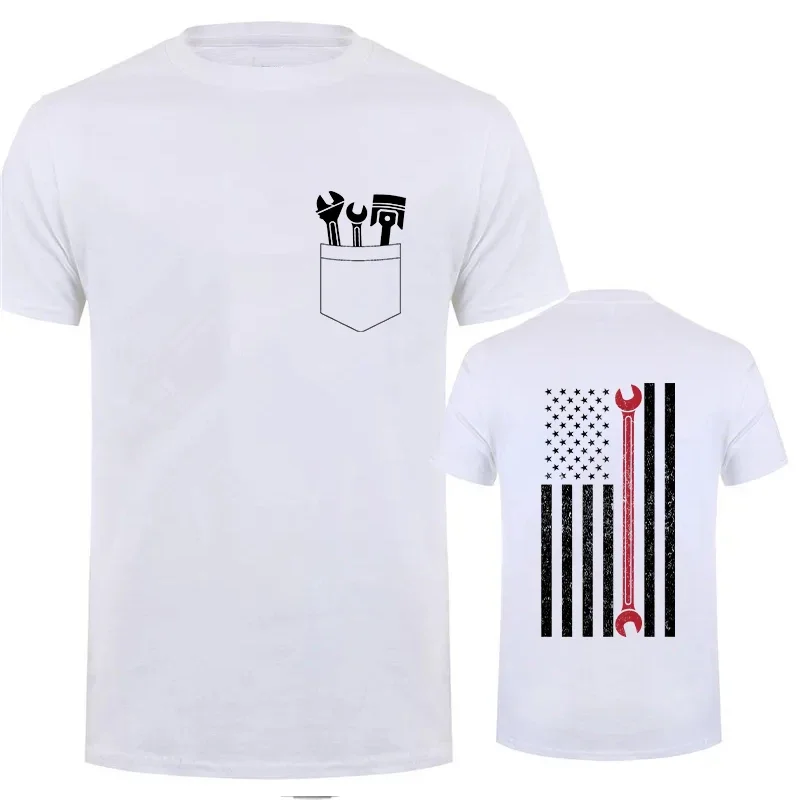 Patriot Thin Line Mechanic T-shirt Men Fashion Graphic Y2k Tops Oversized Clothing Streetwear Hip Hop Tshirts Short Sleeve Tees