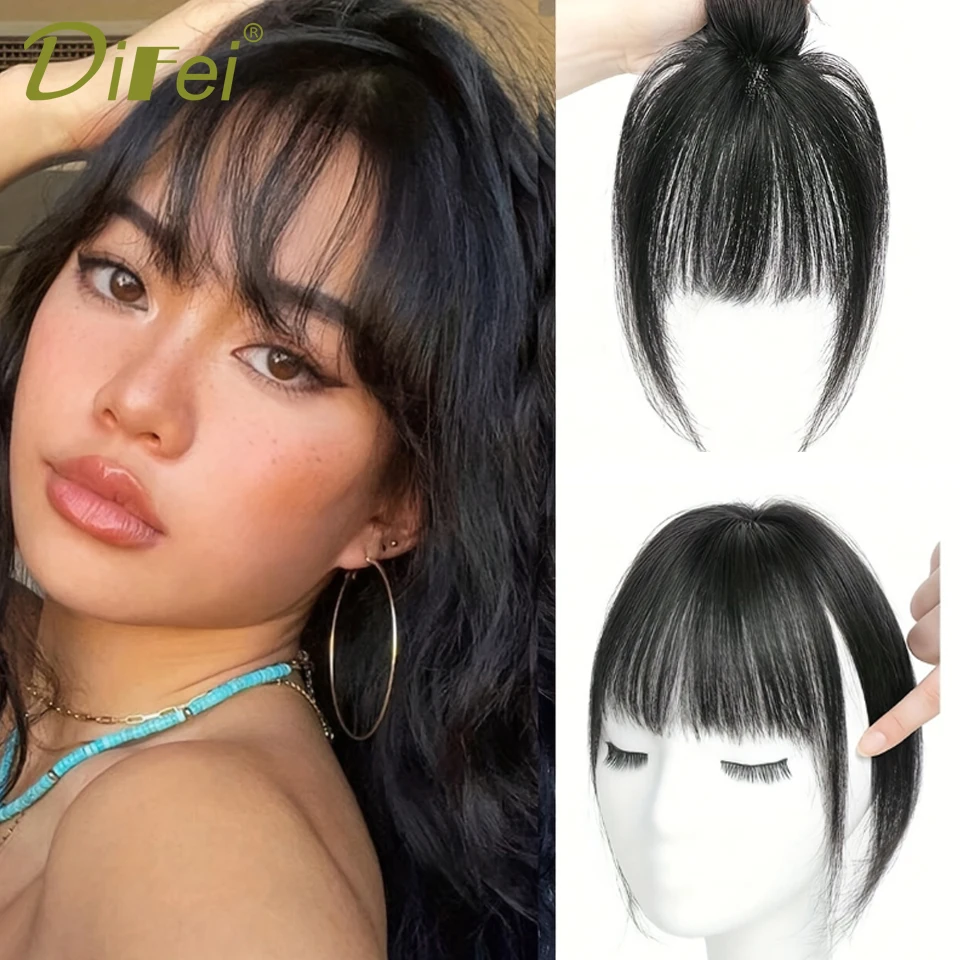 DIFEI 3D Air Straight Bangs Synthetic Wig Ultra-thin Breathable Cover White Hair Modified Face Air Straight Bangs Wig Piece