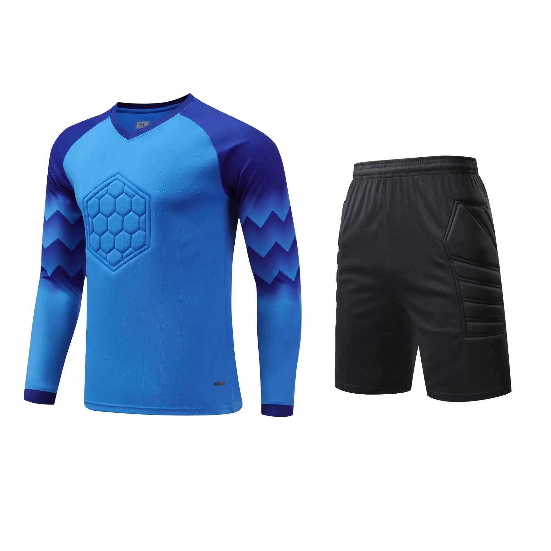 Football Goalkeeper Soccer Outfit t-Shirt Pants Set Uniform Training Clothing Sponge Anti-Collision Equipment Sportswear Elastic