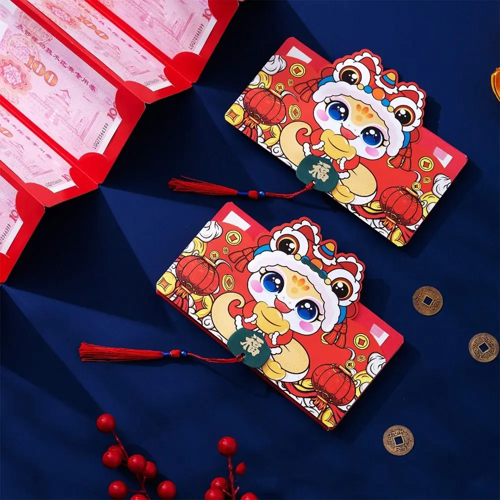 จีน 2025 ปีงูพับซองจดหมายสีแดงกระดาษแบบดั้งเดิมปีใหม่ซองนําโชคพร Hongbao แพ็คเก็ตสีแดงโบนัส