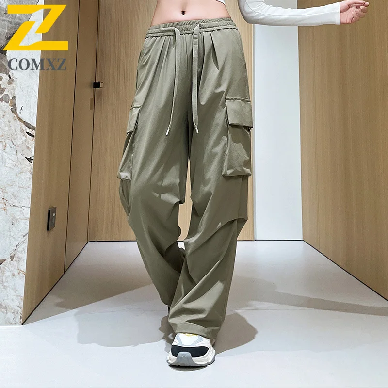 الرجال السراويل البضائع الانيقة الحرير الجليد الصيف سريعة الجافة مقاوم للماء يندبروف فضفاضة تناسب المشي لمسافات طويلة في الهواء الطلق الشارع الشهير بنطال رياضي