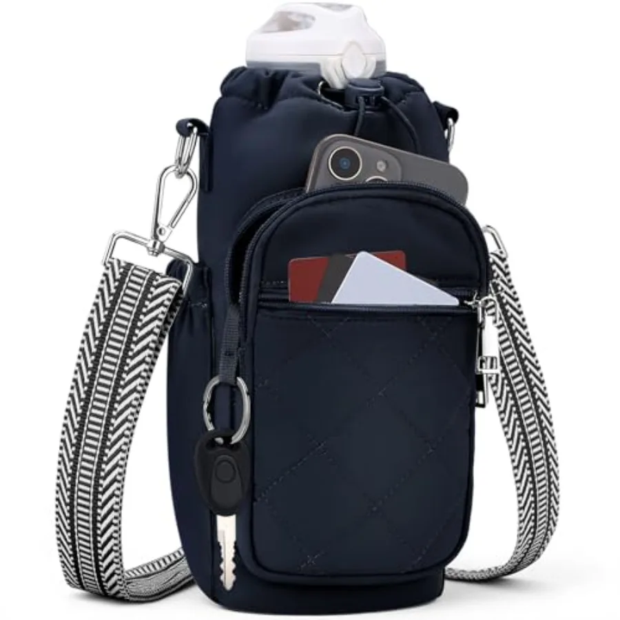 

Water Bottle Carrier Bag with Strap Water Bottle Purse with Phone Pocket 40oz for Walking Hiking