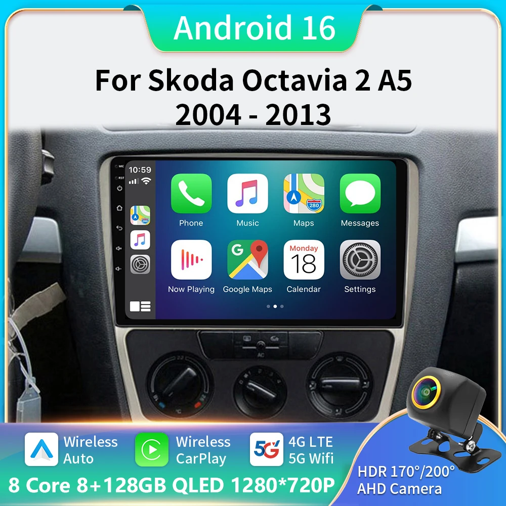 

Android For Skoda Octavia 2 A5 2004-2013 Multimedia Car Stereo Radio No 2Din DVD 5G Auto WiFi Player Screen Navigation DSP GPS