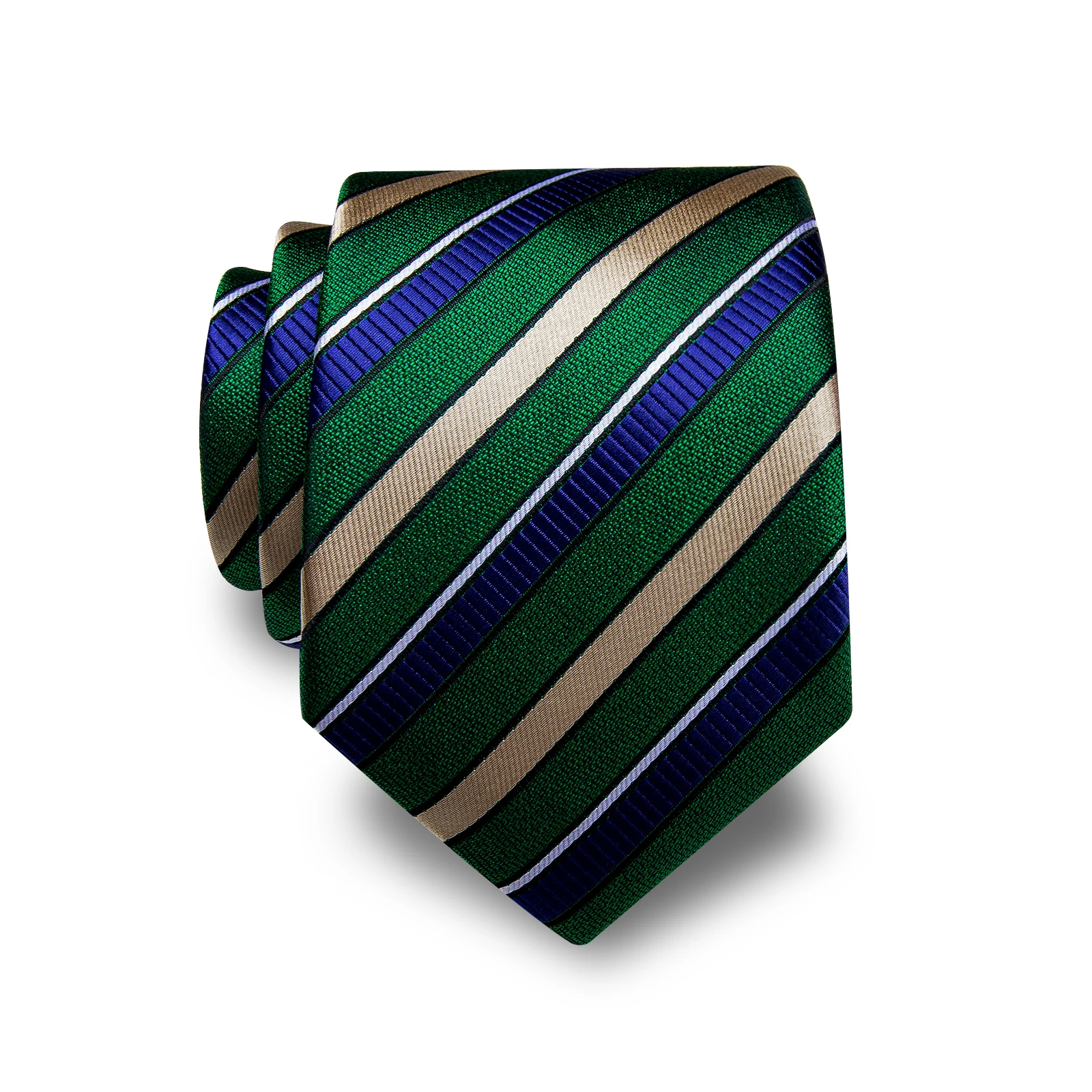 Classic Green Blue Gold Striped Tie for Men Accessories corbatas para hombre Adjustable Silk Necktie Wedding Business Ties Gifts