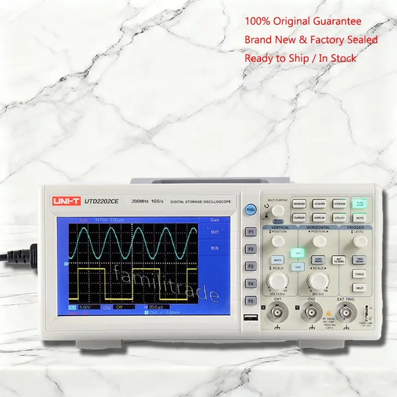 1PC NEW UNI-T UTD2202CE In Stock Digital Storage Oscilloscope 200MHz 1GS/s 2CH 25kpts Memory USB & PC Control Original Box