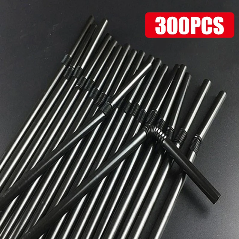 100-1000PCS Rietjes Kleurrijke & Zwarte rietjes Flexibele Bruiloft Feestartikelen Drinken Drank Rietjes Keuken Groothandel