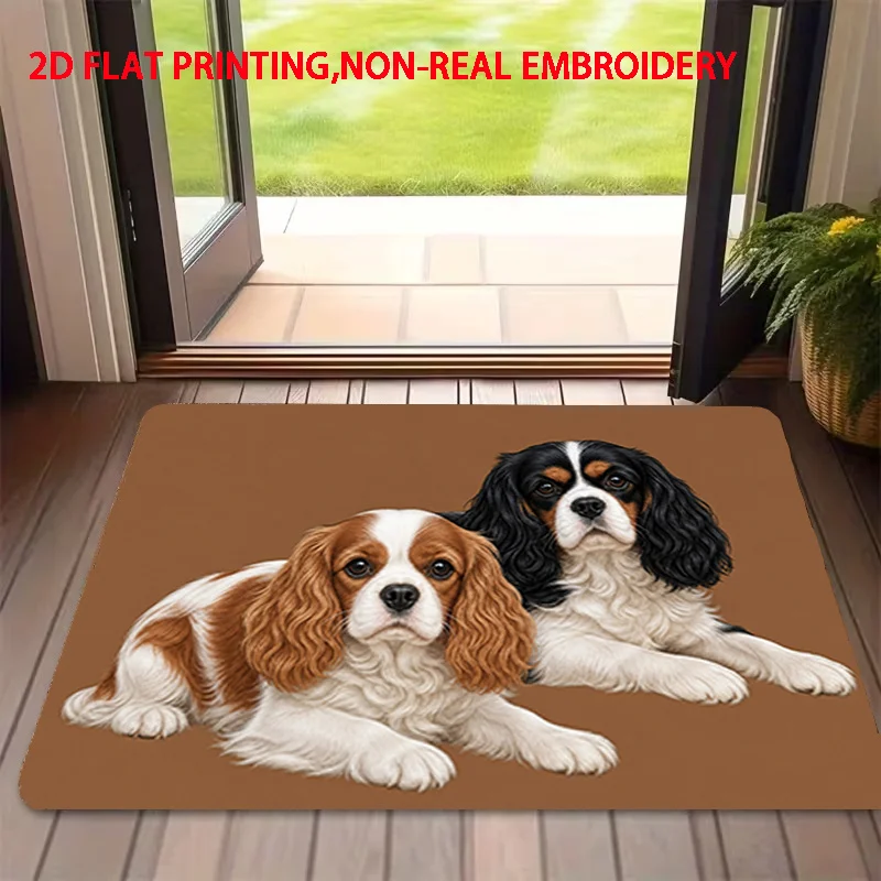 2D‑Printed Lying Cavalier King Charles Spaniel Rug, Decor for Entryway, Hallway, Bathroom, Indoor‑Outdoor Parties