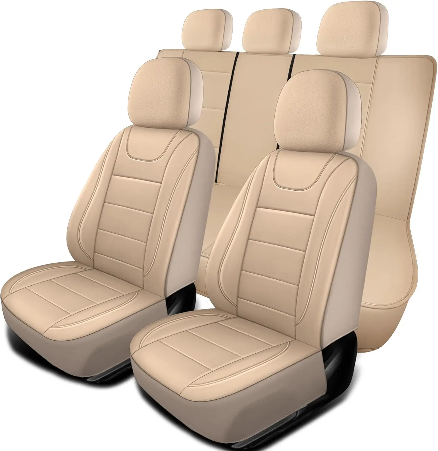 

Universal Waterproof Leather Car Seat Covers Full Set, Airbag Compatible for Cars SUVs Trucks