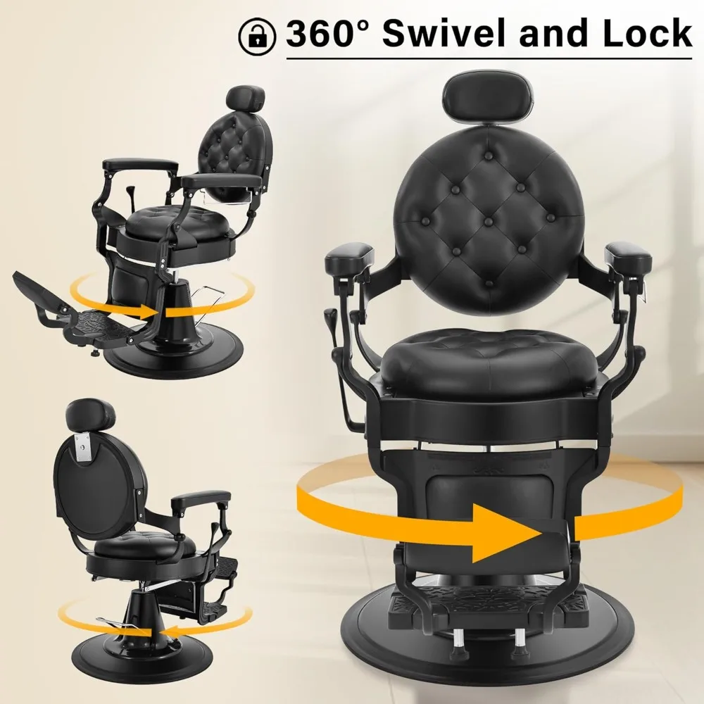 كرسي حلاقة عالي التحمل لصالون الحلاقة، كرسي صالون للاستلقاء لمصفف الشعر، 360 درجة ° مسند للقدمين ومسند للرأس قابل للتعديل #6