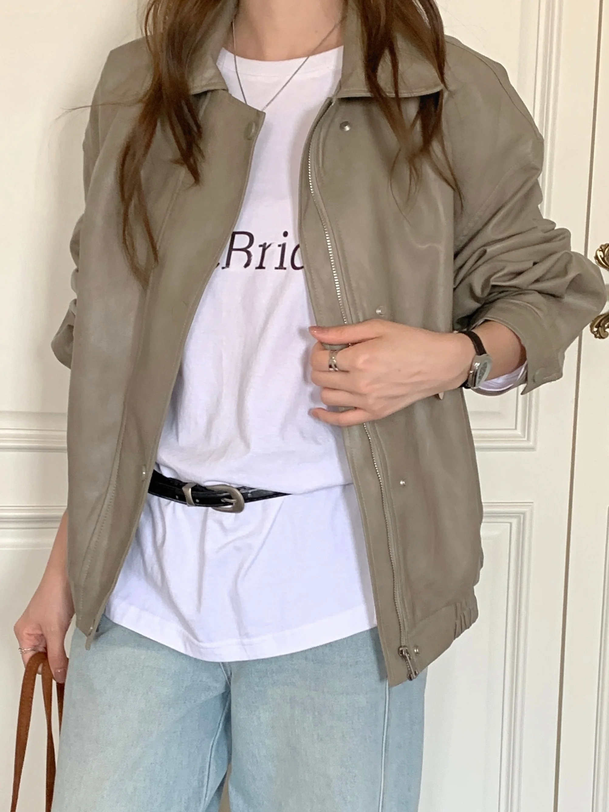 Cappotto con colletto ampio da donna Jaet in pelle PU dal tocco retrò Trendy Bubble Sve Capispalla con chiusura a cerniera di lunghezza regolare