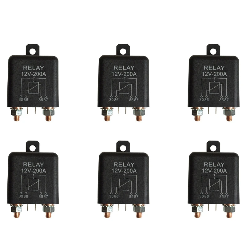 6X 12V 200A Normally Open 4 Pin Relay - Heavy Duty Automotive Marine Split Charge