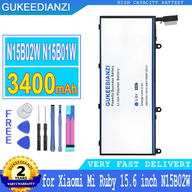 

3400mAh GUKEEDIANZI Battery N15B01W for Xiaomi Mi Ruby 15.6 inch Timi TM1703 TM1802-AD/N/C Notbeook N15B02W Big Power Bateria