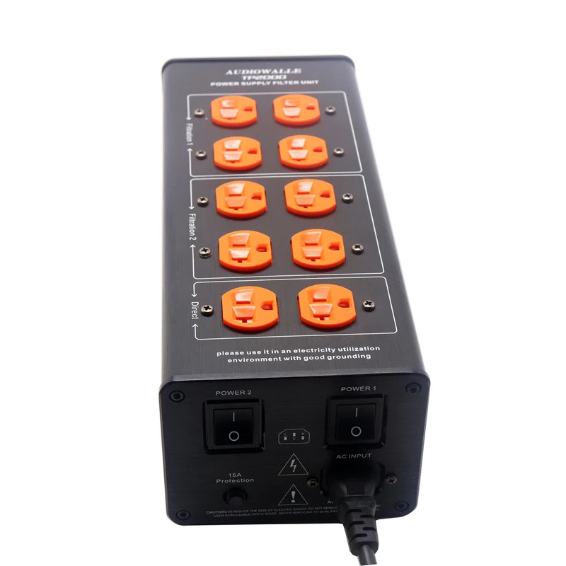 

【Хит продаж】3000 Вт 15 А Аудио-кондиционер питания переменного тока с фильтром шумов, для HI-FI усилителей, с разъемами стандарта США, алюминиевая настенная розетка-распределитель