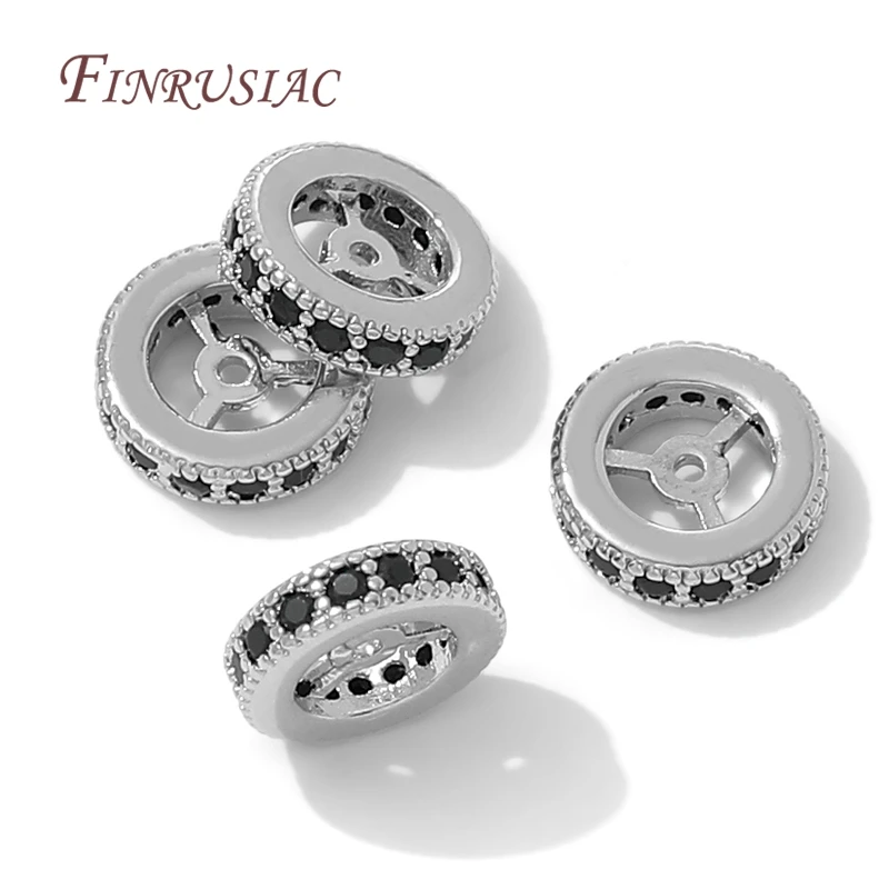 3 Größen Messing mit Zirkon-Flachperlen für Armbänder, 18 Karat vergoldete Abstandsperlen zur Schmuckherstellung, Halsketten-Perlen-Zubehör – Detail 27