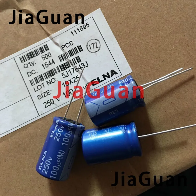 20pcs NEW ELNA RE3 250V100UF 16X25MM audio electrolytic capacitor 100uF/250V blue robe 100UF 250V re3 100UF250V