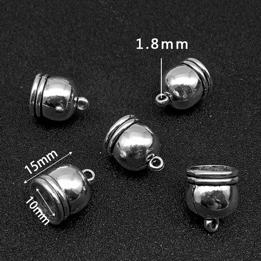 10pcs Antique Silver Crimp Cord End Cap Barrel with Loop for Beading Tassels Wire Thread Earring Bracelet Jewelry DIY Craft Make