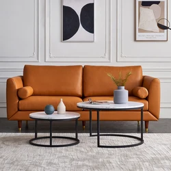 Mesa de centro de anidación moderna, juego de mesa de centro, sofá de chapa de mármol, nido lateral de mesas, mesas de extremo redondo, Juego de 2, marco dorado