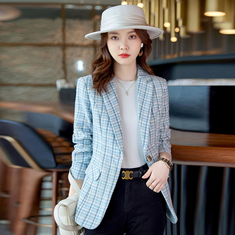 Professional Long-Sleeved Suit for Women, Elegant Temperament Show, Self-Gown, Fashion, Autumn and Winter, New