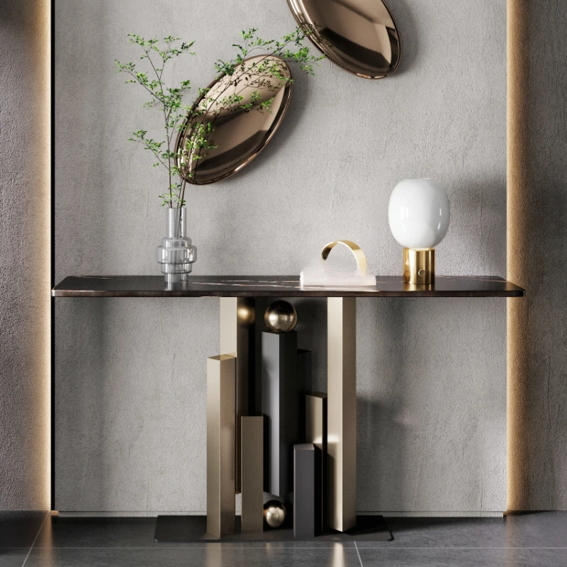 

Entry plan Entrance table Light luxury against the wall Narrow table Wabi Sansan wind Entrance cabinet Creative end view table