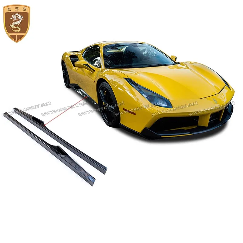 2Pcs Car Side Skirt Splitter Winglet Side Wing Bumper Lips For Ferrari 488 N Style Real Carbon Fiber Modified Accessories