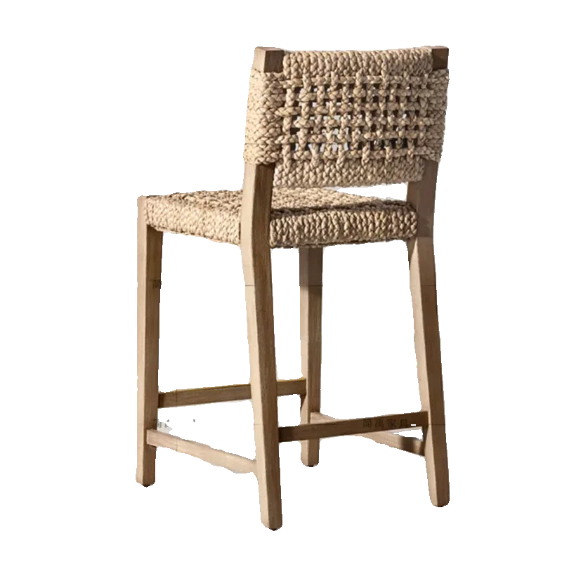 Medieval Bar Chair Straw Rope Handmade High Chair Bar B & B High Stool Solid Wood Bar Household Island