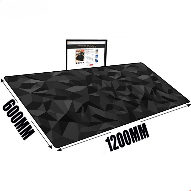 mouse pad de geometria preta para computador gamer desk mat acessorios antiderrapantes para pc mouse pad estendido 100x50cm 01