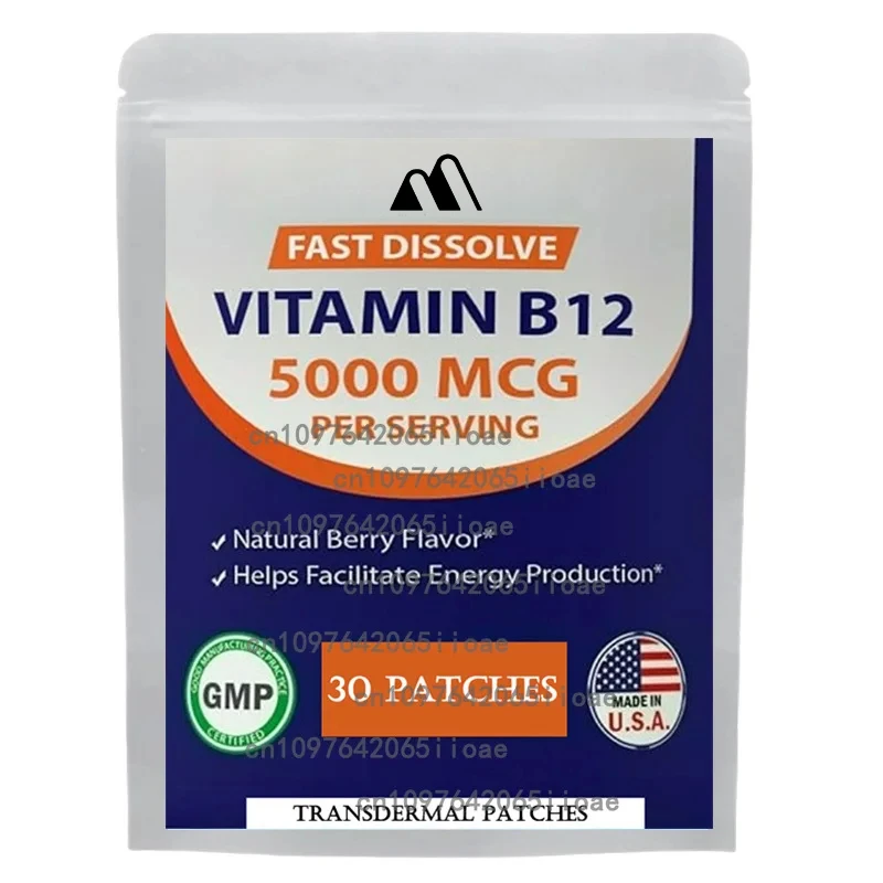 

30 Patches Vitamin B12 Transdermal Patches, - Supports Energy Production, Brain Function & Metabolism