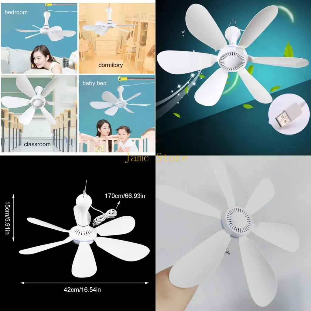 

LX0B Portable 42cm White Plastic USB Desk Fan With 1.7m Cable For Home Office