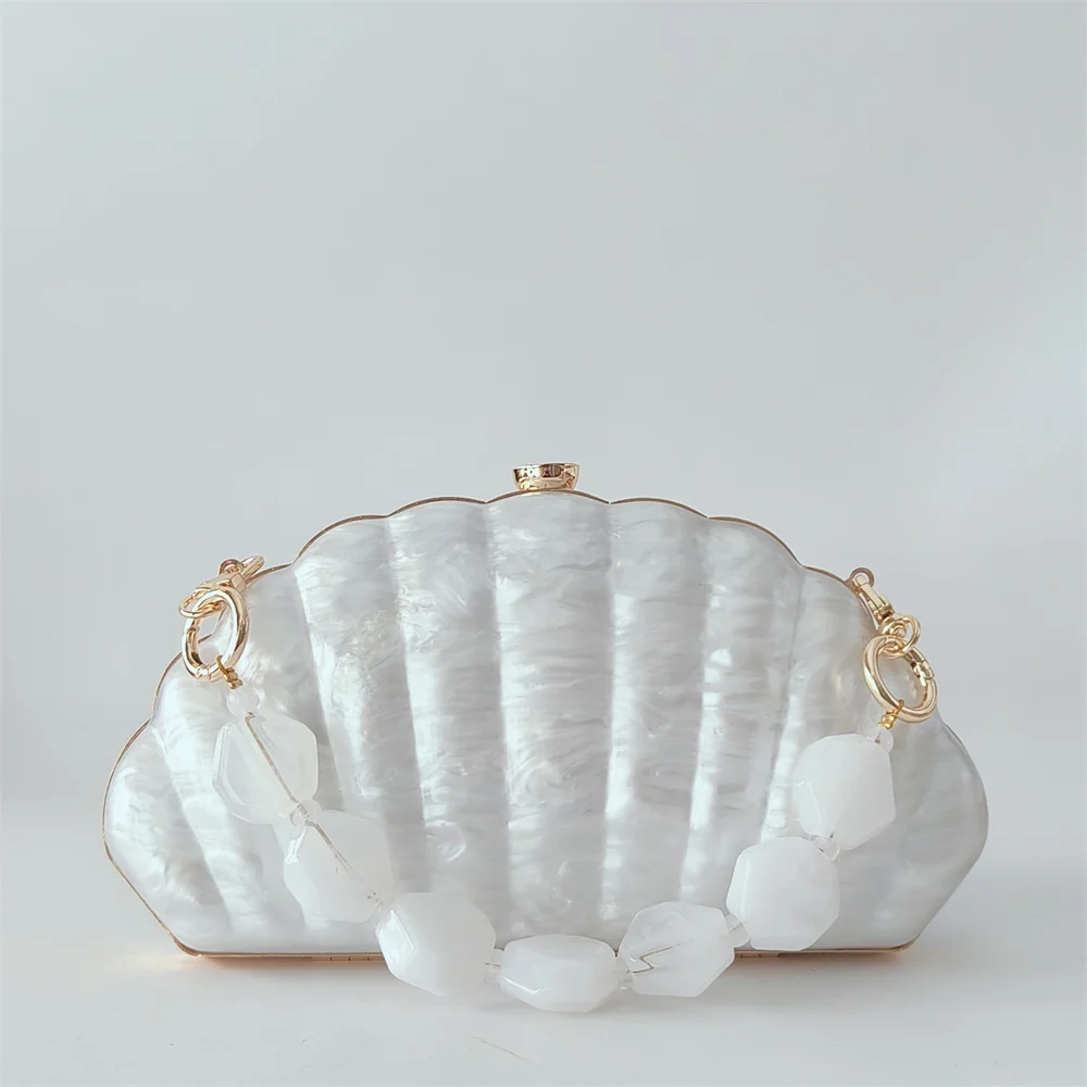 

Mini Women's Wallet Shell Shoulder Crossbody Wedding Party Handbag Pearl Acrylic Evening Bags Designer Lday Luxury Clutch Purse