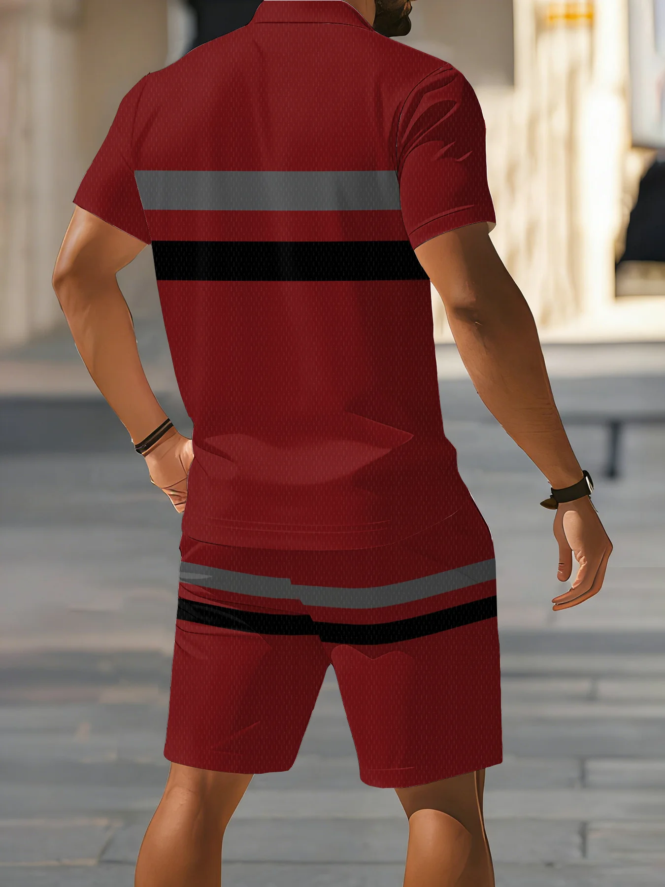 2026 Summer Men's Polo Shirt Set - 3D Printed Design Breathable Lightweight Comfortable Fashionable Outdoor Men's Clothing - view 4