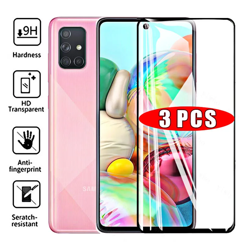 

For Samsung Galaxy A71 SM-A715F Tempered Glass Screen Protectors on For Samsung A71 A 71 A715 6.7" Protective Film Premium Glass