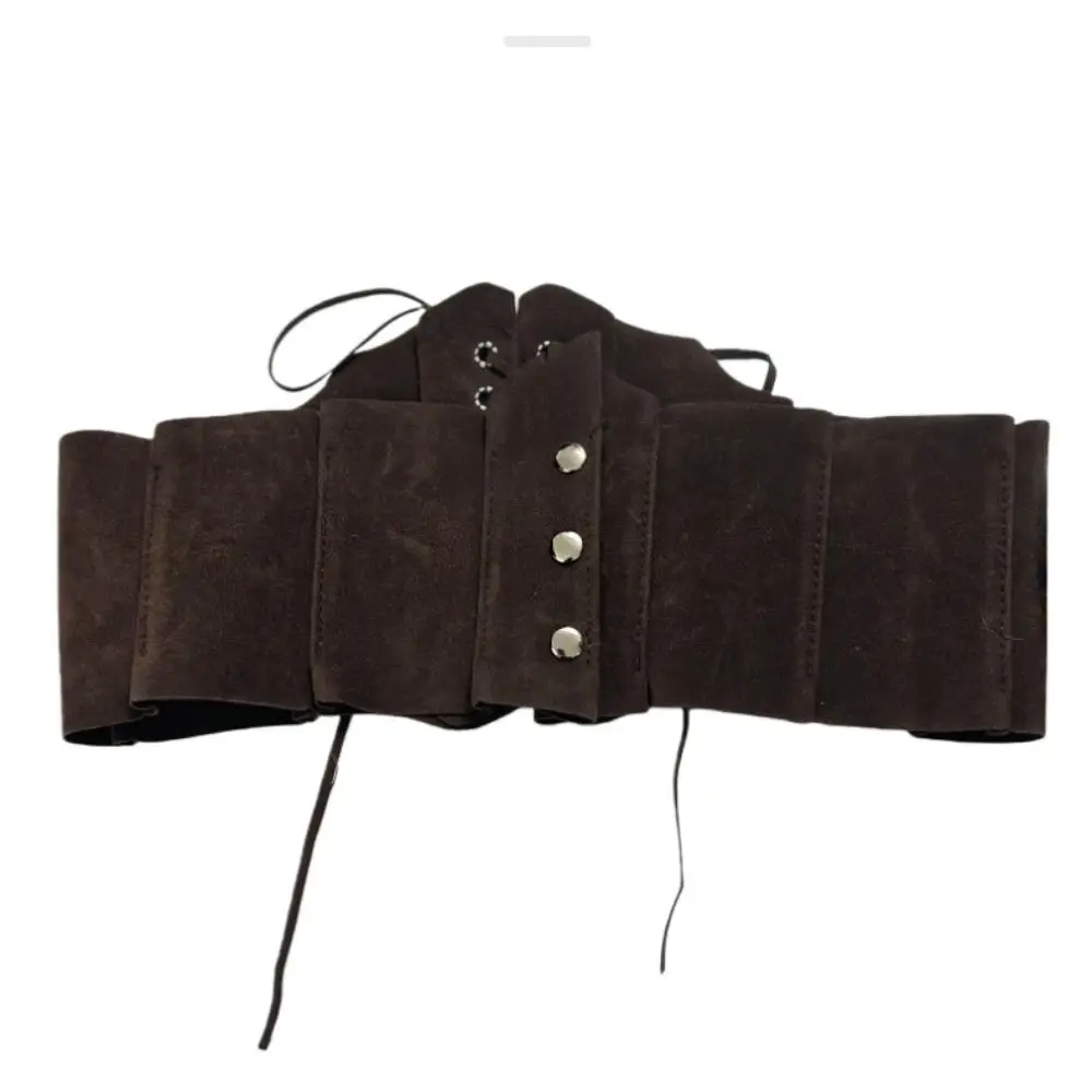 

Gothic Adjustable Pu Leather Corset Spicy Girl PU Leather Brown Cummerbunds Solid Color Elastic Suede Wide Belt Waistband