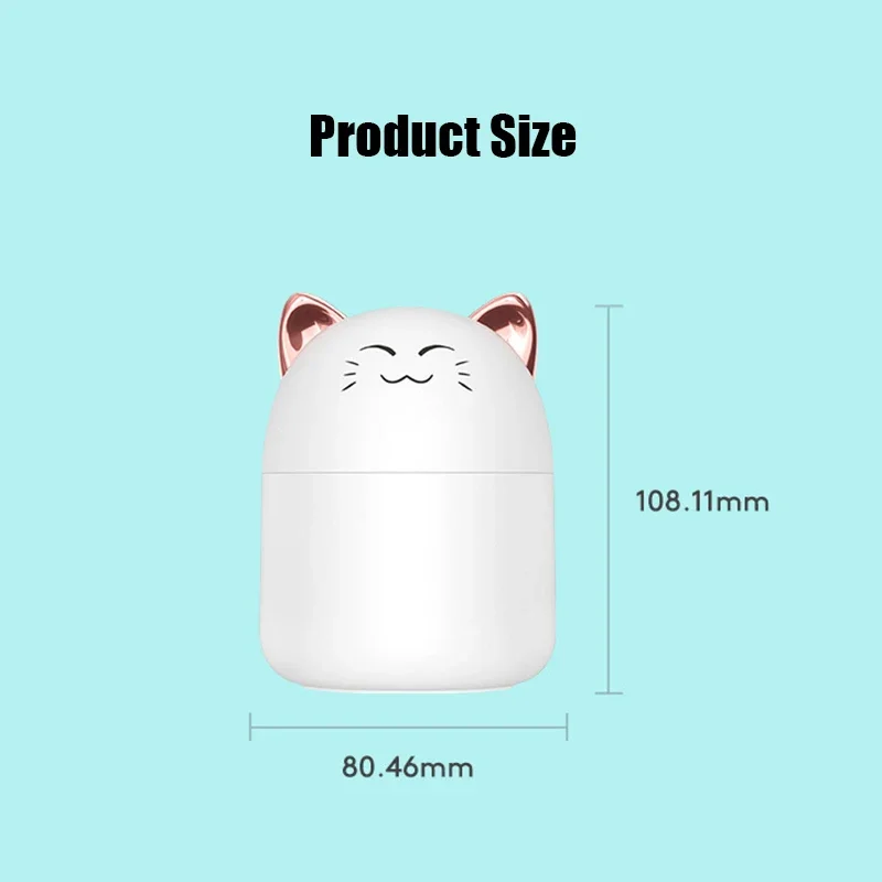 مرطب هواء صغير لطيف زيت طبيعي مرطب للمنزل وغرفة النوم والمكتب ناشر رائحة لتنقية صانع ضباب رائع 250 مللي